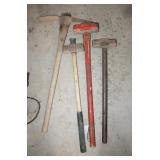 3 Sledge Hammers & Pick Axe