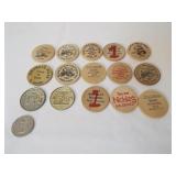Wooden Nickels / Tokens (15+)