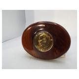 1972 Liberty Dollar Belt Buckle, wood