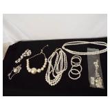 White Beaded Necklaces, Bracelets (10)