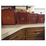 Wood Canister Set with plastic inserts (4)
