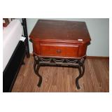 Nighstand with iron base and legs; 1 drawer