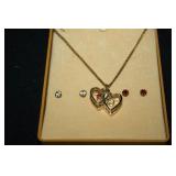 Vintage Jewelry Set;2sets earrings&Heart Necklace