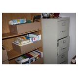Tall Particle Wood Shelf; 4-Drawer File Cabinet