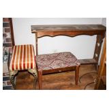 Long Wooden table; 2 Benches