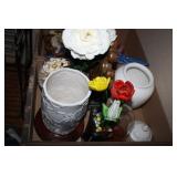 Vases and Glass Flowers; Shell Necklaces