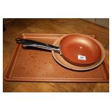 Copper Skillets (2); Copper baking Sheet