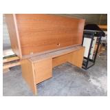 WOOD DESK 66" , SHELF, 3 DOOR FILING CABINET