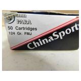 9MM AMMO 50 ROUNDS (CHINA SPORTS) 9MM AMMO 50 ROUNDS (CHINA SPORTS)