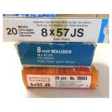 8MM MAUSER(8 X 57 JS) PARTIAL BOXES (47 TOTAL 8MM MAUSER(8 X 57 JS) PARTIAL BOXES (47 TOTAL