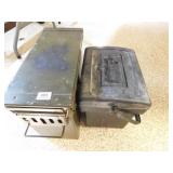 AMMO BOXES 1-LARGE METAL; 1-LARGE PLASTIC