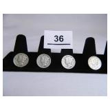 Mercury Dimes-(4); 1924-P; 1925-S; 1927-S;