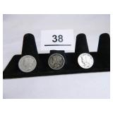 Mercury Dimes-(3); 1918-S; 1923-S; 1926-S;