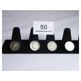 Roosevelt Dimes-(4); 1962-D; 1964-D; 1964-D;