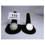 Barber Quarters-(2); 1893-P; 1894-P;