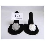 Barber Quarters-(2); 1907-D; 1908-P;