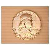 1950-D Franklin Half Dollars-(2);