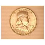1954-P & 1954D Franklin Half Dollars; (1954-D,