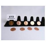 Lincoln Memorial Pennies-(9); 1960-P; 1960-D; 1973