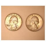Washington Quarters; 1964D-(2); 1964P-(2);