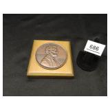 Lincoln Penney Replica on Wood; 4" x 4";