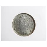 1903 V Nickel; AU50;