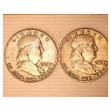 1960D Franklin Half Dollars; (2);