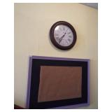 Wood Frame Bulletin Board, Clock