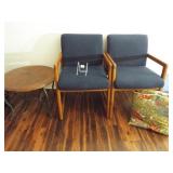 Upholstered Chairs (2), Table, Pillows (2)