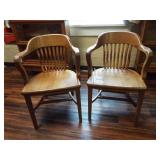 Wood Office Chairs w/ Arms (2)