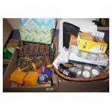 Handyman tools; Candles; Binders; etc