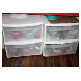 Plastic Tubs with Drawers; Sponges, utensils; etc