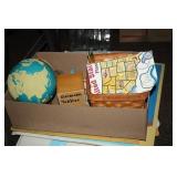 Globe and world map puzzles; smaller globe etc..