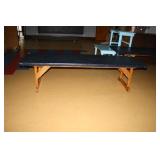 Wooden table covered in vinyl