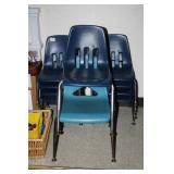 Small Blue Chairs; 2 odd sized plastic Chairs