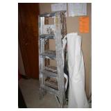 Aluminim ladder. Wooden ladder, banners