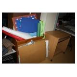Small rolling desk, poster storage shelf; Paper ro