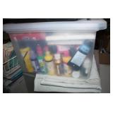 Pains, dropcloths, canvas painting supplies