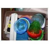 Plastic Bowls, wire shelves-1 Box