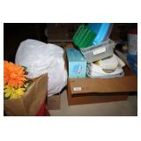 Plastic totes, blank t-shirts, florals, tin cans e
