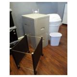 File Cabinet, File Caddy, 2 Trash Cans