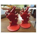 Cast Iron Red Fish Book Ends (2)