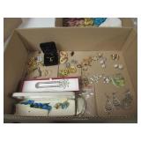 Box of Costume Earrings, Necklaces