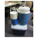 Ice Chest, 2 Water Jugs, Gas Can