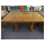 Wood Dining Table with 2 Leaves, 10 Dining Chairs