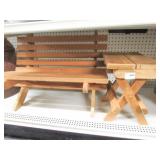 Small Wood Bench and Table
