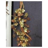 Wall Décor Log with Metal Leaves