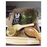 Wood Chopping Block, Wood Bowls, Glass Bowl, Cat