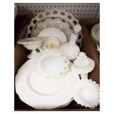 Milk Glass Plates, Egg Dish, Misc.