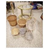 Accent Table-glass top, baskets